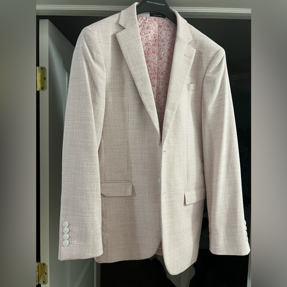Egara 36R Skinny Fit Textured Pink Sports Coat Polyester Viscose Material